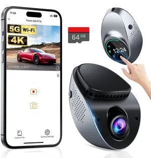 Dash Cam 4K with Touch Screen, Built-in 5G WiFi, Free 64GB Card, Dash Camera for Cars with App, Car Camera, Dashcams for Cars, 24 Hours Parking Monitor, Night Vision, Loop Recording Dash Cam 4K with Touch Screen, Built-in 5G WiFi, Free 64GB Card, Dash Camera for Cars with App, Car Camera, Dashcams for Cars, 24 Hours Parking Monitor, Night Vision, Loop Recording