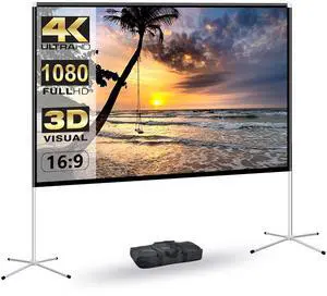 Portable Projector Screen with Stand Outdoor: Camping Projection Screen 80 inch 4K Movie Screen for Home Backyard Indoor 16:9 HD Night Portable Projector Screen with Stand Outdoor: Camping Projection Screen 80 inch 4K Movie Screen for Home Backyard Indoor 16:9 HD Night