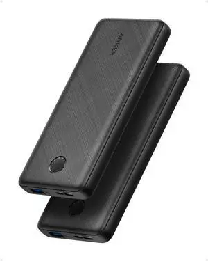 Power Bank(PowerCore 10K),Compact Travel-Ready 10,000mAh Battery Pack with PowerIQ Charging Technology,5V/3A High-Speed Charging for iPhone,iPad,and More (USB-C Input and OutputBlack, 2-Pack)