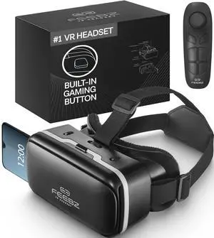3D VR Headset for Kids 2.0 + Android Remote - for iPhone & Android Phones | with 3D VR Videos & Apps Links | Virtual Reality Goggles Set for Beginners