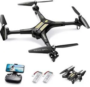 Drone with Camera,  X600W Foldable 1080P FPV Camera Drones for Adults Kids Remote Control Quadcopter Gift Toys for Boys Girls with Altitude Hold, Headless Mode, One Key Start, 3D Flips 2 Batteries