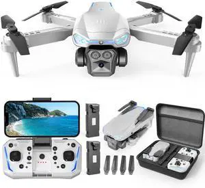 1080P HD Foldable Drone with Camera for Adults & Kids, RC Quadcopter with One-Key Takeoff/Landing, Altitude Hold, Waypoint Flight, 360° Flip, 2 Batteries, Easy-to-Fly Toy for Boys and Girls