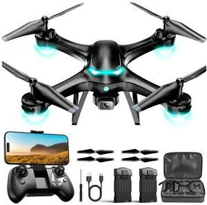 Drone with 1080P Camera for Beginners, Remote Control Quadcopter with Gestures Selfie, Altitude Hold, One Key Start, 3D Flips, 2 Batteries, Toy for Beginners, Black