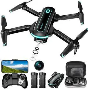 Drone with Camera, Drones for Adults and Beginners, 1080P HD FPV Foldable Mini Drones for Kids, with 2 Batteries, Carrying Case, Trajectory Flight, Gravity Control, One-Key Takeoff/Landing, 360° Flip