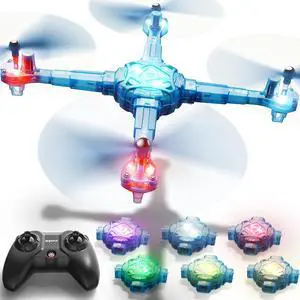 Mini Drone for Kids 8-12, RC Helicopter with Detachable Arms Altitude Hold and Headless Mode, Quadcopter with 7-Color Light, 2 Batteries and Remote Control, Easy to fly Gifts Toys for Boys Girls