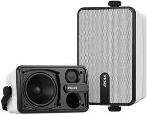 Upgraded Bluetooth Outdoor Speakers, IPX5 Waterproof Wall Mount Speaker, Powerful Bass, Wireless Sync Up to 100 Speakers, Indoor/Outdoor Sound System for Patio/Porch/Gazebo/Garage(MZ-632, 2 PCS)