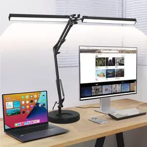 2-in-1 LED Desk Lamp, 24W Brightestwith Table Lamp with Clamp, Desk Light with Flexible Swing Arm,3 Color Modes Stepless Dimmable Double Head Architect Desk Lamps for Home Office Workbench Reading 2-in-1 LED Desk Lamp, 24W Brightestwith Table Lamp with Clamp, Desk Light with Flexible Swing Arm,3 Color Modes Stepless Dimmable Double Head Architect Desk Lamps for Home Office Workbench Reading