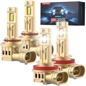 H11 9005 Led bulbs Combo, 70,000LM 800% Ultra-Brightness, 60,000H Lifespan, 1:1 Halogen Mini Size, 6000K White, IP68, Plug-and-Play, 4-PACK H11 9005 Led bulbs Combo, 70,000LM 800% Ultra-Brightness, 60,000H Lifespan, 1:1 Halogen Mini Size, 6000K White, IP68, Plug-and-Play, 4-PACK