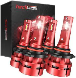 T2 9005/HB3 9006/HB4 Bulbs Combo Kit, 90,000 LM 60W 900% Superior Brighter, 9005 9006 Fog 6500K Cool White Light with Fan, Plug and Play, Pack of 4