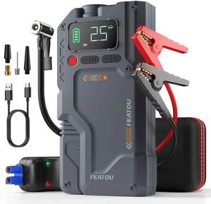 Featou Jump Starter with Air Compressor, Car Battery Jump Box 6500A Peak Power Pack with 150PSI Digital Tire Inflator, Portable Car Charger Jumper Starter for 10.0L Gas or 8.0L Diesel Featou Jump Starter with Air Compressor, Car Battery Jump Box 6500A Peak Power Pack with 150PSI Digital Tire Inflator, Portable Car Charger Jumper Starter for 10.0L Gas or 8.0L Diesel