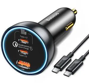 160W USB C Car Charger,  Type C Car Charger, QC5.0 PD3.0 PPS 3 Ports Super Fast Charging Car Phone Charger Adapter for iPhone 15 14 13 Pro, Samsung S22 iPad MacBook Pro