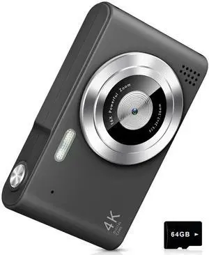 Digital Camera, Camera for Kids, UHD 4K 48MP Point and Shoot Digital Cameras with 64GB SD Card and 16X Digital Zoom Anti Shake, Compact Portable Small Gift for Boys Girls Students, Black Digital Camera, Camera for Kids, UHD 4K 48MP Point and Shoot Digital Cameras with 64GB SD Card and 16X Digital Zoom Anti Shake, Compact Portable Small Gift for Boys Girls Students, Black