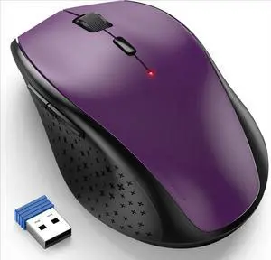 Wireless Mouse, 2.4G USB Computer Mouse with 6-Level Adjustable 4800 DPI, 30 Months Battery, Ergonomic Grips, 6 Buttons Portable for PC, Chromebook, Mac - Purple