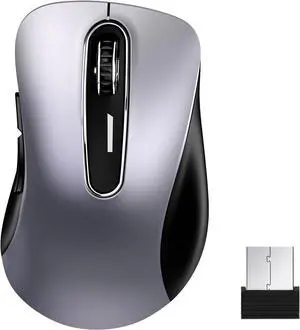 2.4G Wireless Mouse, 1400 DPI Mobile Optical Cordless Mouse with USB Receiver, Portable Computer Mice Wireless Mice for Laptop, PC, Desktop, MacBook, 5 Buttons (Gunmetal)