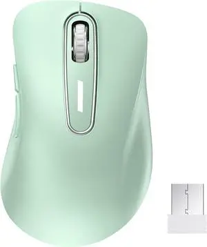 2.4G Wireless Mouse, 1400 DPI Computer Mice USB Receiver, Portable Wireless USB Mouse Battery Powered Cordless Mice for Laptop, PC, Desktop, 5 Buttons (Light Green)