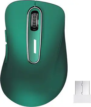 2.4G Wireless Mouse, 1400 DPI Computer Mice USB Receiver, Portable Wireless USB Mouse Battery Powered Cordless Mice for Laptop, PC, Desktop, 5 Buttons (Dark Green)