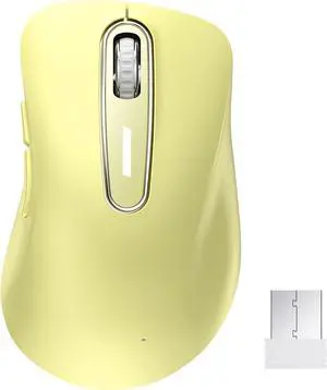 2.4G Wireless Mouse, 1400 DPI Computer Mice USB Receiver, Portable Wireless USB Mouse Battery Powered Cordless Mice for Laptop, PC, Desktop, 5 Buttons (Light Yellow)