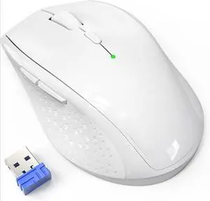 Wireless Mouse, 2.4G Computer Mouse with 6-Level Adjustable 4800 DPI, 30 Months Battery, Ergonomic Grips, 6 Buttons Portable for PC, Chromebook, Mac - White