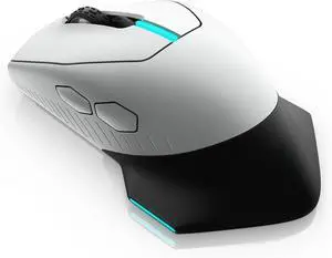 Wired/Wireless Gaming Mouse AW610M - 16000 DPI, Optical Sensor, Ambidextrous, 7 Buttons, 3-ZONE 16.8m AlienFX RGB Lighting, Edge-Free Design, Ergonomic - Lunar Light