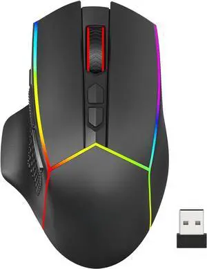 Wireless Gaming Mouse, Tri-Mode 2.4G/USB-C/Bluetooth Ergonomic Mouse Gaming, 8000 DPI, RGB Backlit Programmable Wireless Mouse, Rechargeable, 250 Hrs for Laptop PC Mac, M814