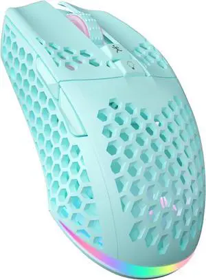 SM600 Honeycomb Shell Gaming Mouse Wireless,8000 DPI Tri-Modes BT5.1/2.4G Wireless/Type-C Wired Gamer Mouse with 2 Side Buttons, Macro Programmable and RGB Light for PC/Mac/Laptop,Green