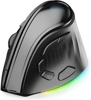 2.4G / BT/Wired Tri-Mode RGB Rechargeable G53 Wireless Vertical Ergonomic Mouse, 5 Side Buttons, Max 8400 DPI, for PC Computer Notebook Laptop, for Windows 11 10, Mac, iPad OS, Android - Black