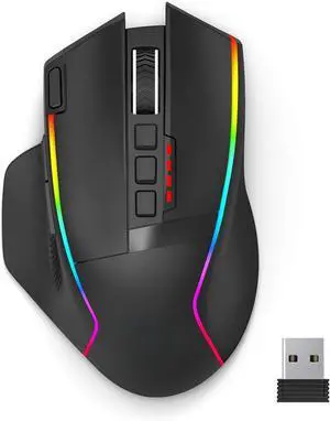 Wireless Gaming Mouse, Ergonomic Mouse 16000 DPI with Rapid Fire Key, 9 Macro Buttons, 170-Hour Durable Power Capacity and RGB Backlight Wired/Wireless Mouse for Laptop/Mac/PC