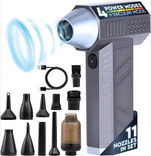 2in1 Electric Air Duster&Vacuum Cleaner - 150,000 RPM Compressed Air Duster with 4 Modes, Portable Air Blower & Rechargeable