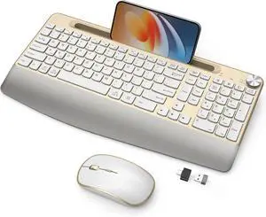 FOR Wireless Keyboard and Mouse Combo, Full-Sized Keyboard with Wrist Rest Tablet Holder, Volume Roller for Computer PC Laptop