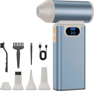 Metal Electric Compressed Air Duster, 4-Speed Modes-Brushless Motor Mini PC Dust Cleaner with Light