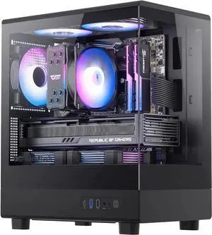 Pre-Install 3 PWM ARGB Fans Computer Case, Full View Dual Tempered Glass MATX Gaming PC Case, Type C Port, Supports up to 240mm AIO(DB330M) (Black)