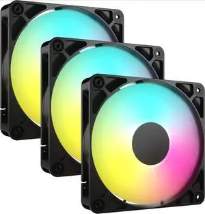 ARGB 120mm PWM Fans  Daisy-Chain Connection  Low-Noise  Magnetic Dome Bearing  Triple Pack  Black
