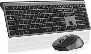 Wireless Mouse and Keyboard Combo, Full-Size Computer Keyboard with Calculator Button, Dpi Ergonomic Mouse - Black Gray