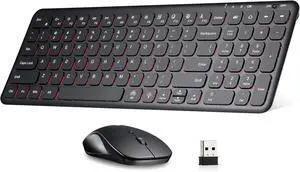 Wireless Backlit Keyboard and Mouse Combo, 2.4G Rechargeable Ultra Slim Silent Keyboard and Mouse Set (Black)