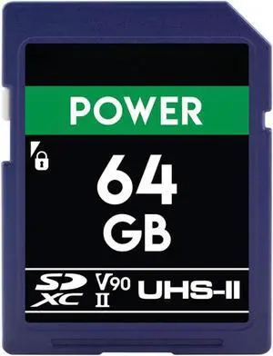 Power 64GB SDXC UHS-II Memory Card  300MB/s Read, 250MB/s Write | Ideal for 8K, 4K, HDR, and 360 Video
