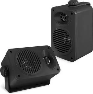 Indoor Outdoor Speakers Pair - 200 Watt Dual Waterproof 3.5 2-Way Full Range Speaker System (Black)