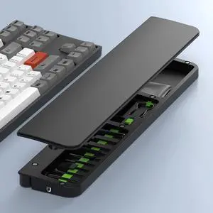 Ergonomic Keyboard Wrist Rest with 22-in-1 Cleaning Kit, Non-Slip Base, Springy Sponge Support for Work and Gaming