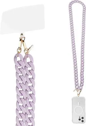 Phone Lanyard / Chain [Works with All Phones] Hands-Free Strap - Cell Phone Charm - Neck Chain Holder - Lavender