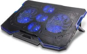 Gaming Laptop Cooling Pad - Fits up to 17 inch Computer - Adjustable Laptop Cooling Stand with 5 Ultra Quiet Cooler Fans