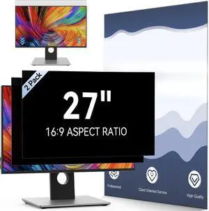 Computer Privacy Screen 27 Inch for 16:9 Widescreen Monitor, Removable Eye Protection Anti Glare Blue Light Filter