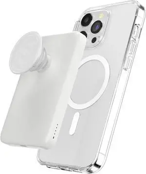 Magnetic Power Bank, Portable Phone Charger, Magnetic Wireless Battery Pack, 5000mAh for iPhone Pro/Pro Max/Plus - White