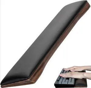 Memory Foam Keyboard Wrist Rest with Anti-Slip Rubber Base, Walnut