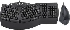 PERIDUO-512B, Wired Ergonomic Keyboard and Vertical Mouse Combo - USB - Black