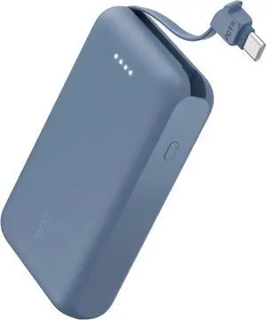 Portable Charger, Portable Power Bank with Integrated Cable 10000 mAh 20W - Fast Charge USB C Power Delivery - Blue