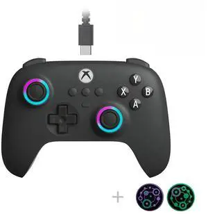 Ultimate C Hall Effect Joysticks/Hall Trigger Wired Controller with RGB Lighting Fire Ring, 3.5mm Audio Jack (Dark Gray)