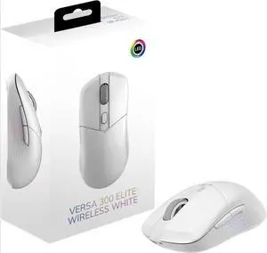 Versa 300 Elite Wireless White Gaming Mouse - 26000 DPI Optical Sensor, 1000 Hz Polling Rate, 1ms Latency, RGB, 65g