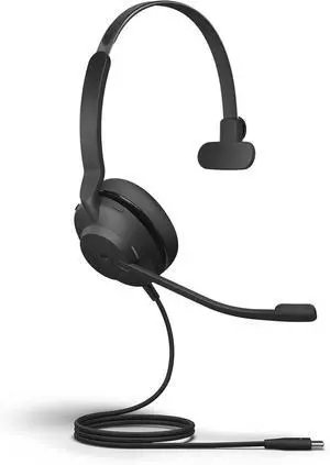 Wired Headset, USB-C, Mono, Black  Lightweight, Portable Telephone Headset with 2 Built-in Microphones