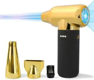 Compressed Air Duster - Electric Duster , 3 Gear Mini Portable Jet Dry Air Blower, Cordless Vacuum Cleaner -Black Gold