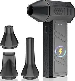 Compressed Air Duster, 180000RPM Electric Air Duster, Rechargeable Cordless Air Blower with 3-Gear Turbo Fan(Pure Black)