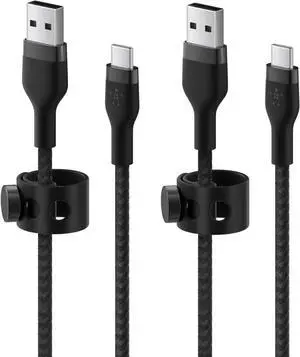 Flex Braided USB-C to USB-A Cable (6.6ft/2M), USB-C USB-IF Certified Fast Charging Cable - Black (2-Pack) Flex Braided USB-C to USB-A Cable (6.6ft/2M), USB-C USB-IF Certified Fast Charging Cable - Black (2-Pack)